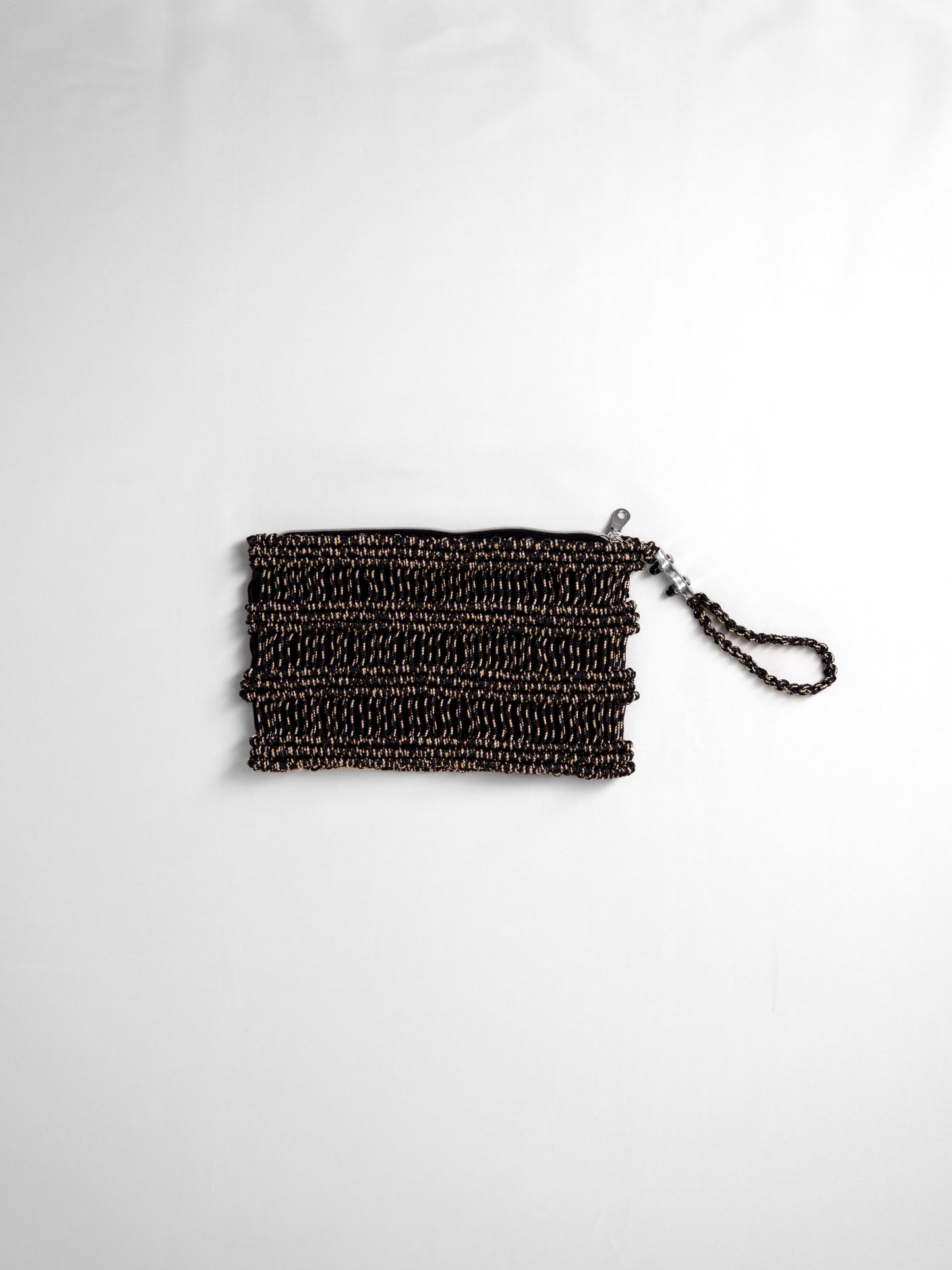 Borsa a mano in filo marrone e nero