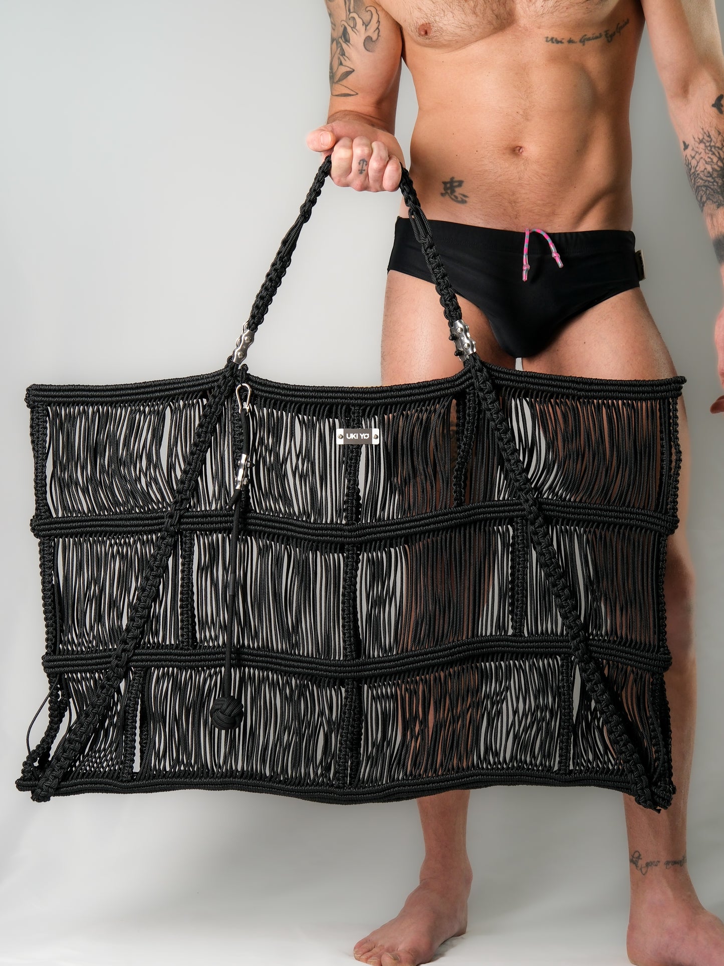 Borsa da spiaggia fatta a mano con fili neri - Portachiavi AGGIUNTIVO