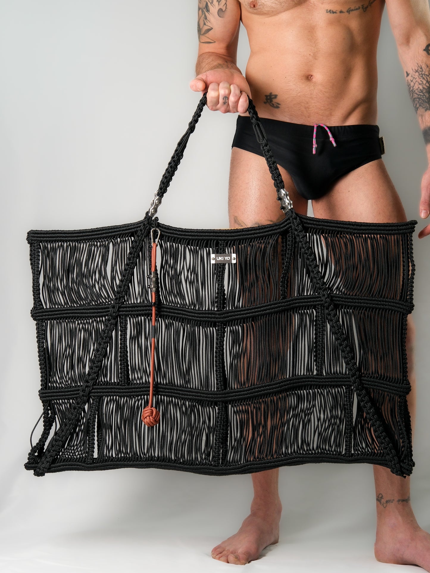Borsa da spiaggia fatta a mano con fili neri - Portachiavi AGGIUNTIVO