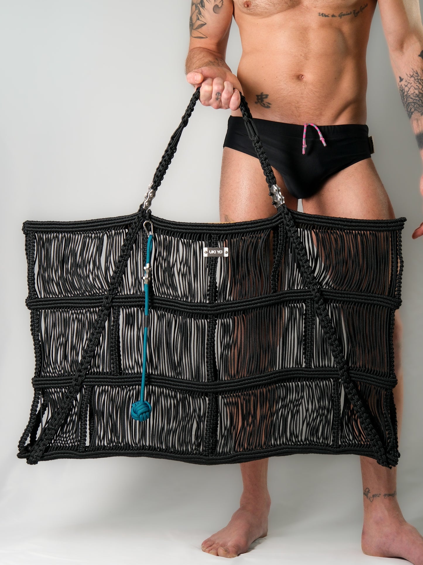 Borsa da spiaggia fatta a mano con fili neri - Portachiavi AGGIUNTIVO