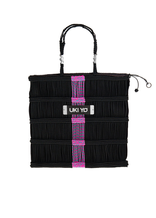 Handmade Black - Pink&Cyan - Thread Tote Bag - With Key Holder