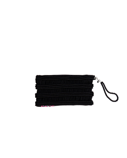 Handmade Black - Pink&Cyan - Thread Clutch Bag