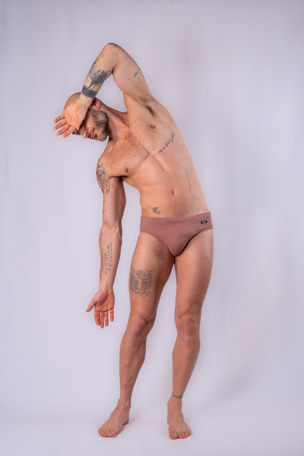 [TERRACOTTA] Brown Men Swim Briefs